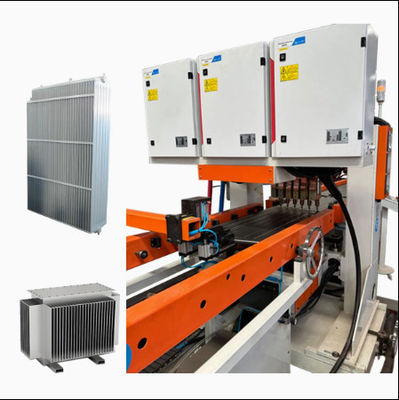 Transformer Radiator Fin Production Line PLC Control Steel Panel Radiator Production Line Otomatisasi Tinggi Dengan Servo Motors Multi-head Gantry Spot Welding